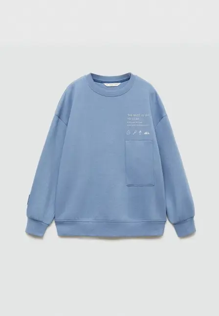 Свитшот Mango Kids. Цвет: голубой.