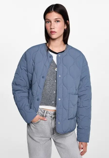 Куртка утепленная Mango Teen. Цвет: синий.