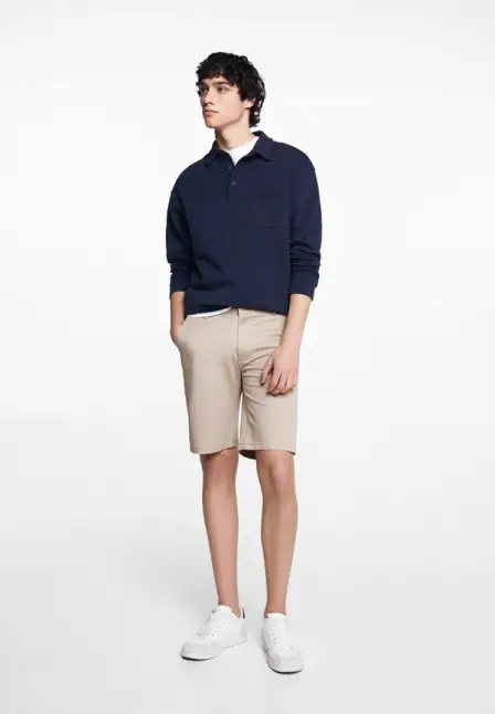 Шорты Mango Teen. Цвет: бежевый.
