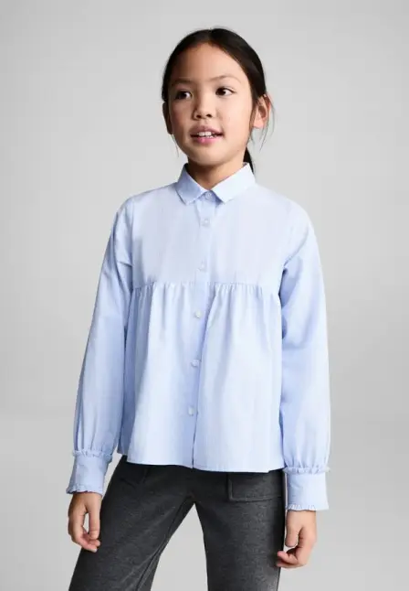 Рубашка Mango Kids. Цвет: голубой.