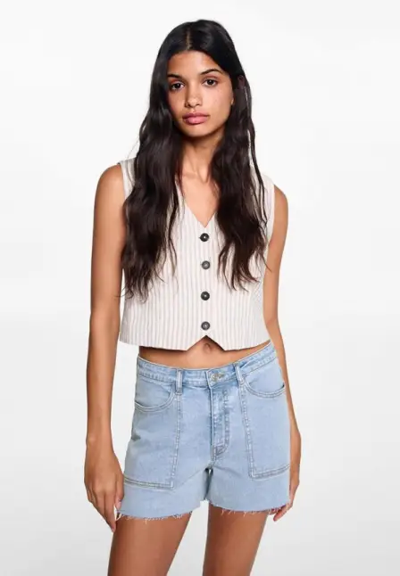 Шорты джинсовые Mango Teen. Цвет: голубой.